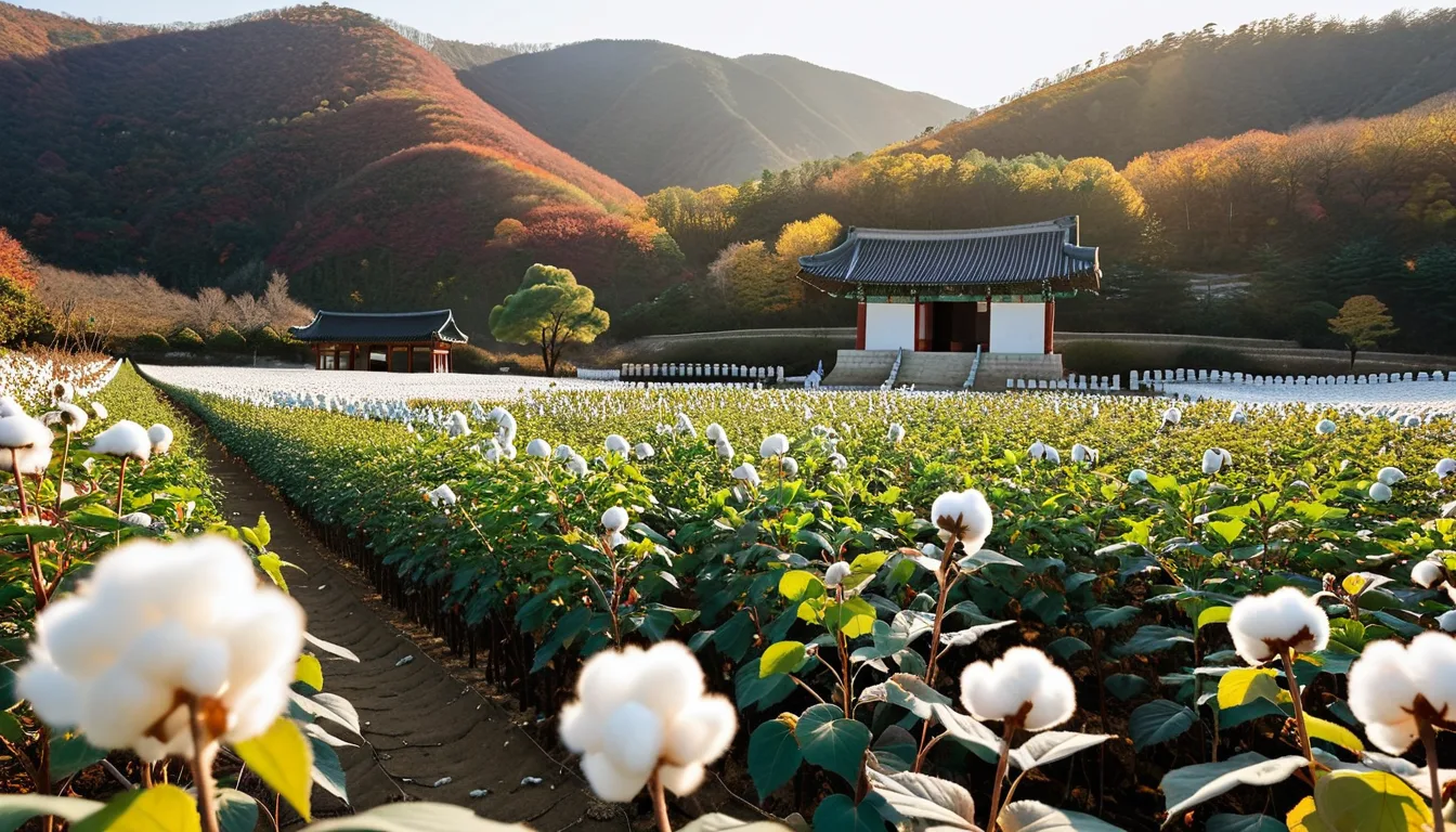 산청 목면시배 유지의 목화밭을 설명하기 위한 AI 재현 이미지