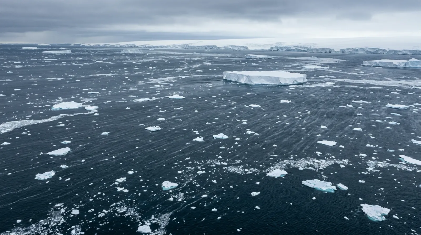 AI-reconstructed conceptual image of the cold seas surrounding Antarctica