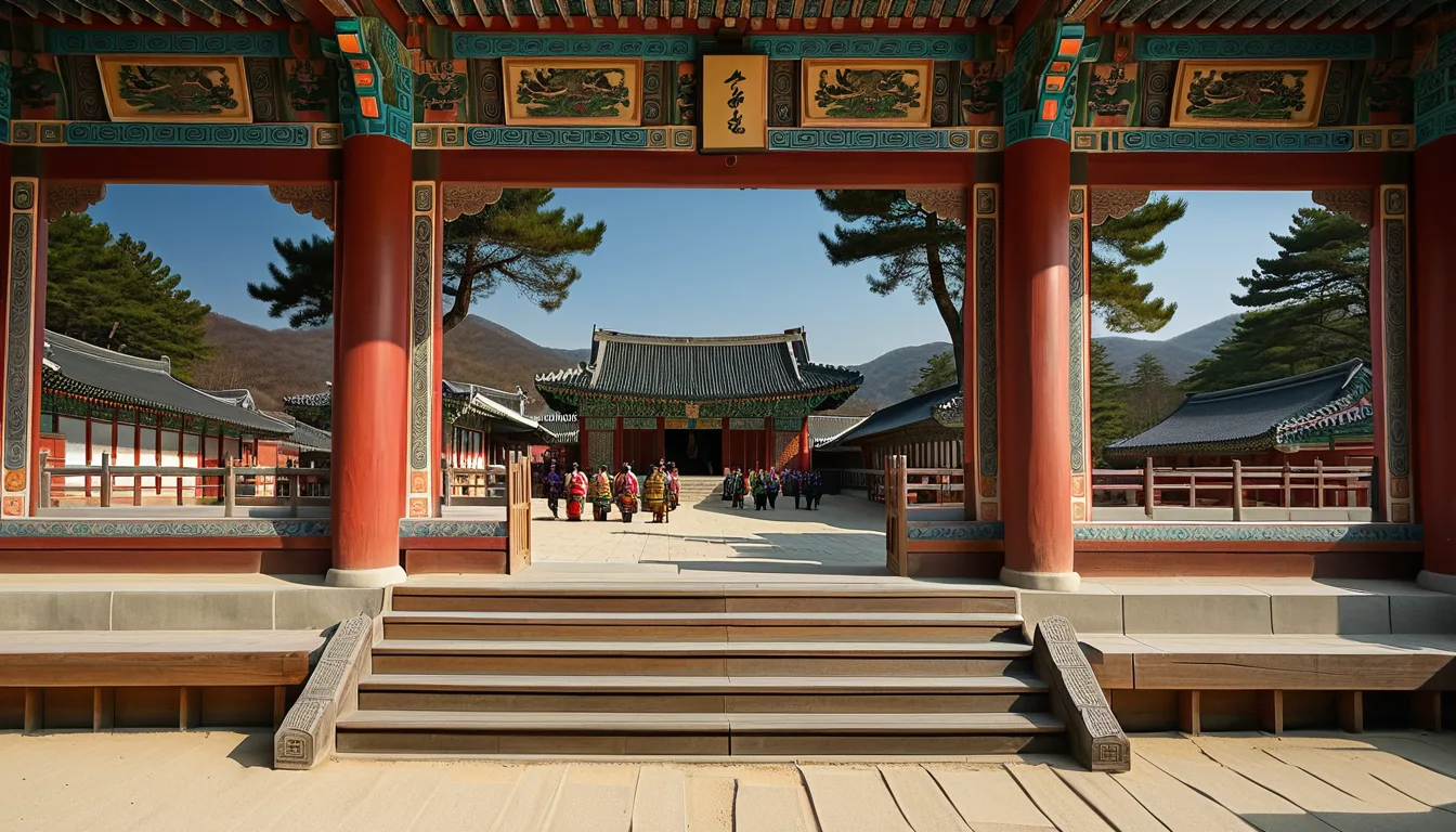 해인사 대적광전 바깥벽 벽화을 설명하기 위한 AI 재현 이미지