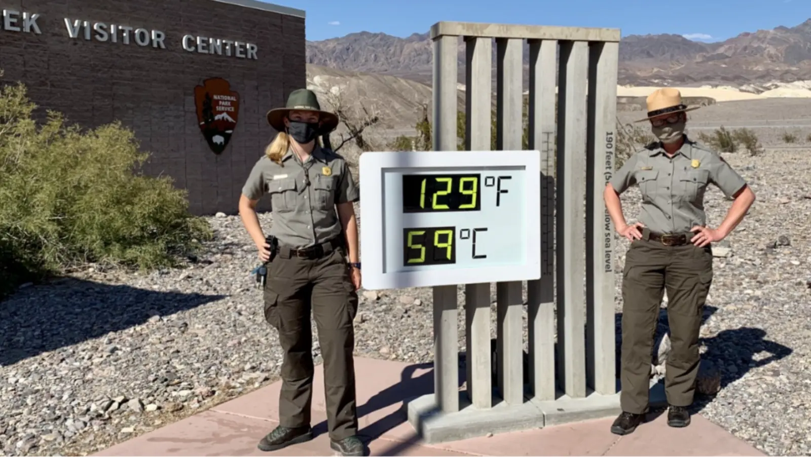 Digital thermometer sign at Furnace Creek Visitor Center