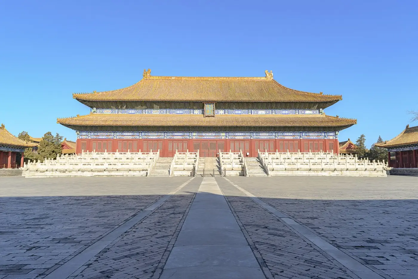 Front of the double-roofed main hall of Beijing’s Imperial Ancestral Temple