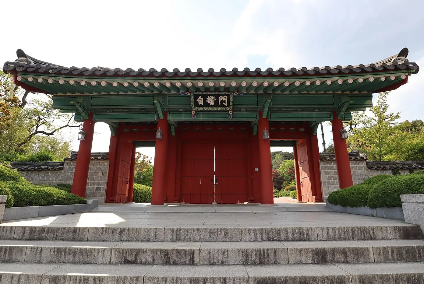 Myeongnyundang Lecture Hall and autumn ginkgo trees at Sungkyunkwan in Seoul