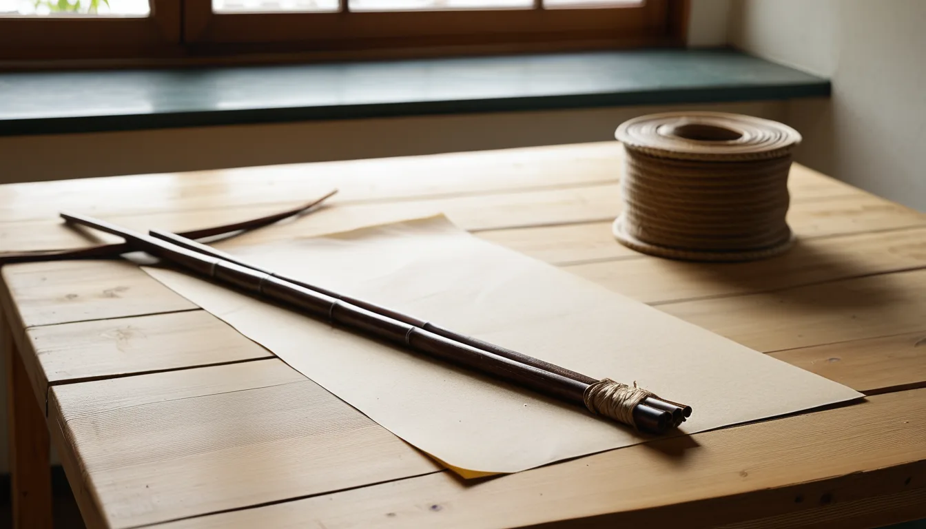 AI-generated illustration of a workshop table with coils of horsehair