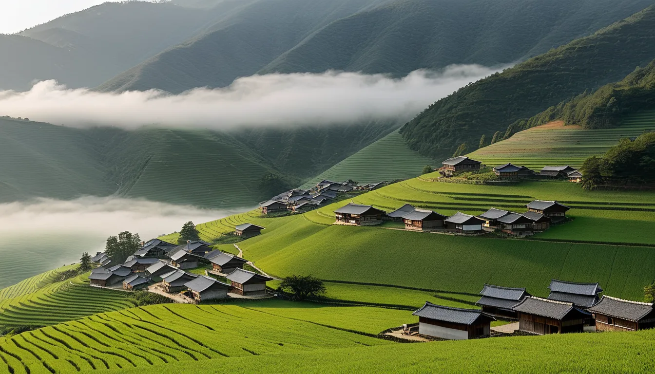 AI-generated illustration of a quiet mountain village in Gangwon Province