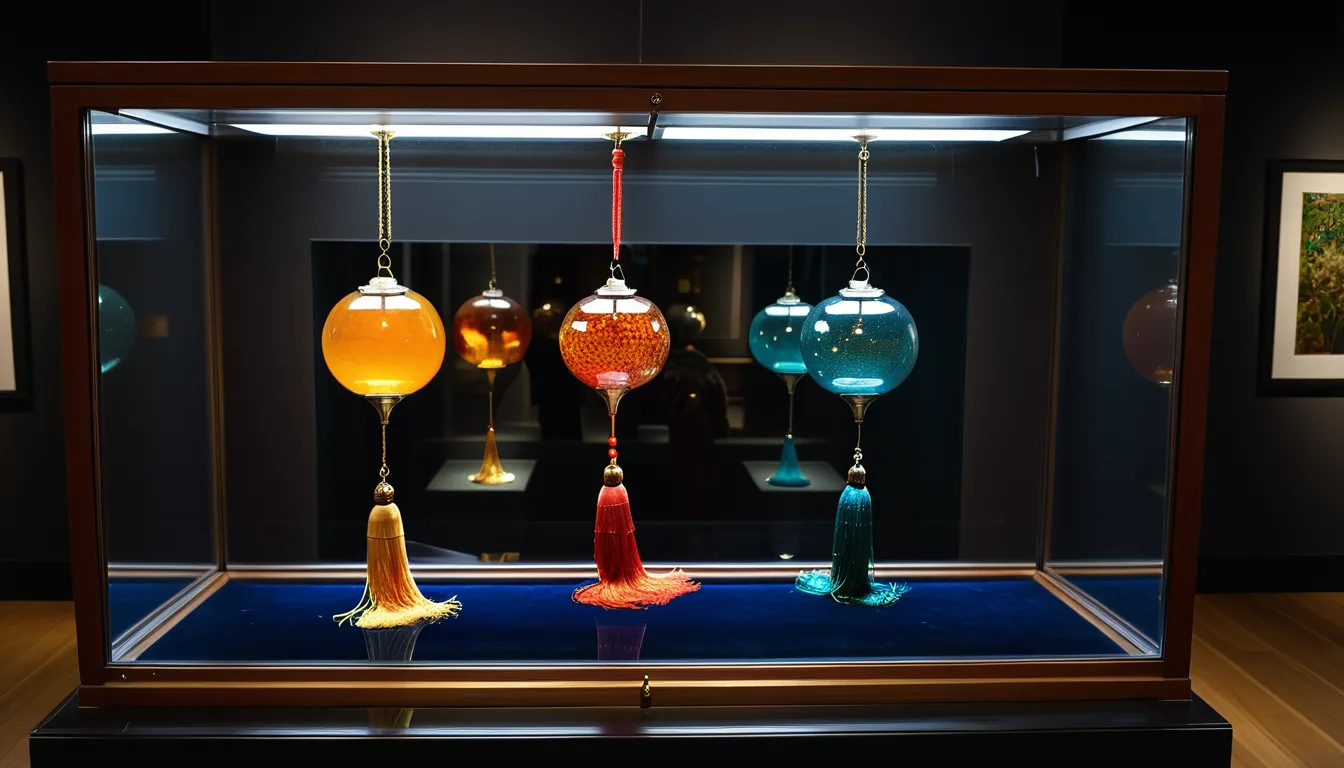 AI-generated illustration of three norigae sets in a display case
