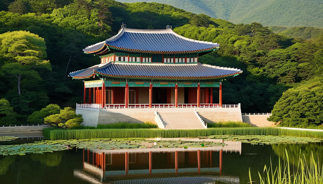AI-generated illustration of Juhamnu Pavilion and the rear garden of Changdeokgung Palace