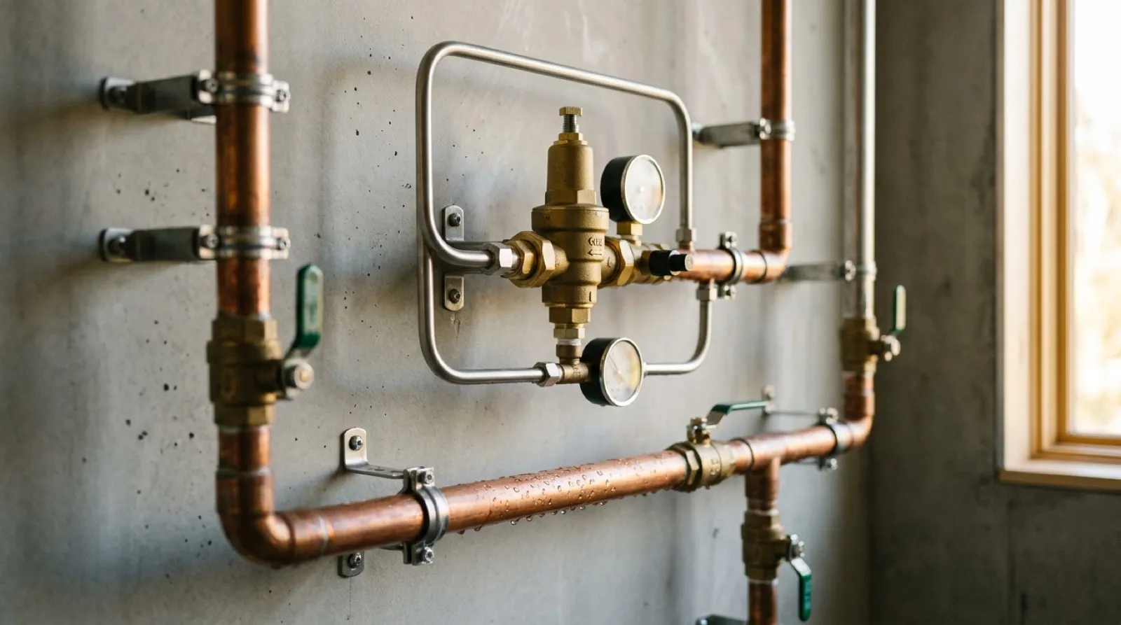AI-generated illustration of residential water utility connection and plumbing pipes