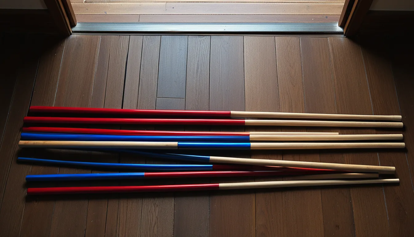 AI-generated illustration of twelve blue and red arrows laid out in a main hall